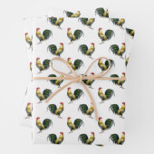 かわいいヴィンテージカントリーファームルースターパターン ラッピングペーパーシート (インサイチュ)