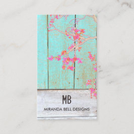 かわいいヴィンテージカントリーモノグラム素朴ウッド 名刺