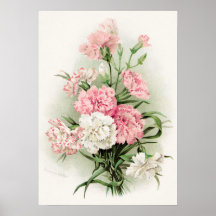 かわいいヴィンテージカーネーションのホームデコールポスター
