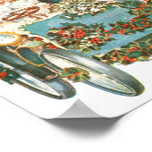 かわいいヴィンテージカー |サンタクロースのクリスマス ポスター (角)