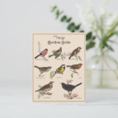 かわいいヴィンテージガーデンバード ポストカード (スタンド正面)