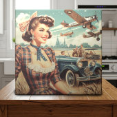 かわいいヴィンテージガールイラストレーション タイル