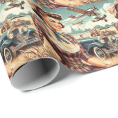 かわいいヴィンテージガールイラストレーション ラッピングペーパー (ロールコーナー)