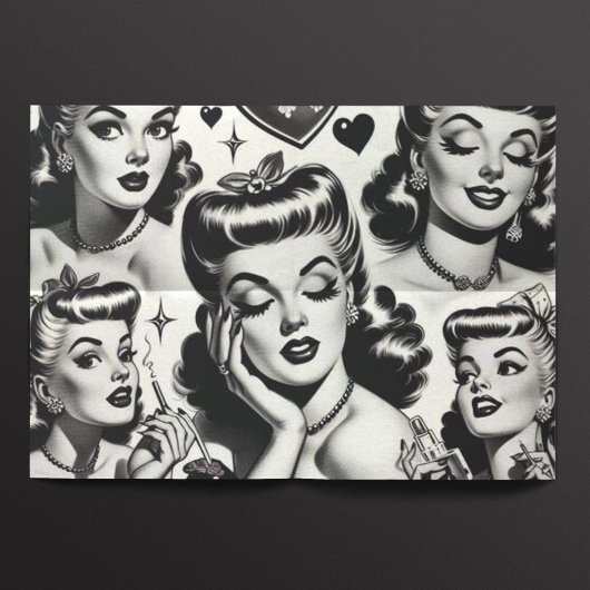 かわいいヴィンテージガールイラストレーション 薄葉紙