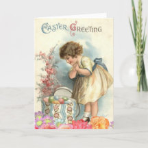 かわいいヴィンテージガールイースターエッグハッピーイースター