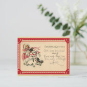 かわいいヴィンテージガールクリスマス挨拶 ポストカード (スタンド正面)