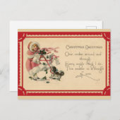 かわいいヴィンテージガールクリスマス挨拶 ポストカード (正面/裏面)