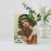 かわいいヴィンテージガールドッグ聖パトリックの日 シーズンポストカード (スタンド正面)