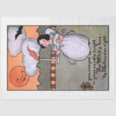 かわいいヴィンテージガール&ハロウィーンキャンドルw/Witch顔 薄葉紙 (正面)