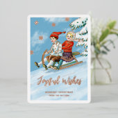 かわいいヴィンテージキッズスリングシーン | Joyful Wishes 箔シーズンカード (立ち正面)