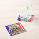 かわいいヴィンテージキッズ7月4日愛国国旗 スクエアペーパーコースター (インサイチュ)