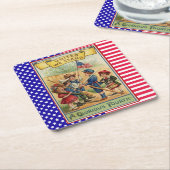 かわいいヴィンテージキッズ7月4日愛国国旗 スクエアペーパーコースター (アングル)