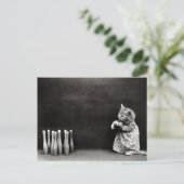 かわいいヴィンテージキッテンボーリング ポストカード (スタンド正面)