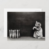 かわいいヴィンテージキッテンボーリング ポストカード (正面/裏面)