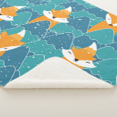 かわいいヴィンテージキツネイラストレーション シェルパブランケット (3/4)