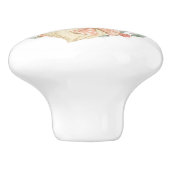 かわいいヴィンテージキツネピンクフローラ セラミックノブ (側面)