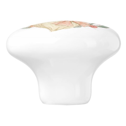 かわいいヴィンテージキツネピンクフローラ セラミックノブ (側面)