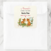 かわいいヴィンテージキツネレトロクリスマスキャンドルまたは石鹸 スクエアシール (バッグ)