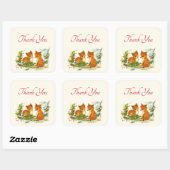 かわいいヴィンテージキツネレトロクリスマスシーンありがとう スクエアシール (シート)