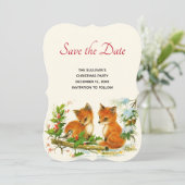 かわいいヴィンテージキツネレトロクリスマスシーン セーブザデート (スタンド正面)