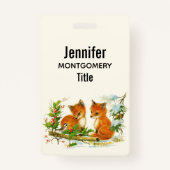 かわいいヴィンテージキツネレトロクリスマスシーン バッジ (裏面)