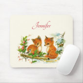 かわいいヴィンテージキツネレトロクリスマスシーン マウスパッド (マウス)