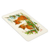 かわいいヴィンテージキツネレトロクリスマスシーン マグネット (右側)