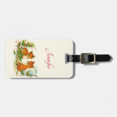 かわいいヴィンテージキツネレトロクリスマスシーン ラゲッジタグ (正面横)