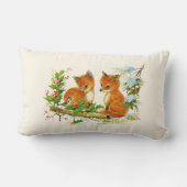 かわいいヴィンテージキツネレトロクリスマスシーン ランバークッション (裏面)