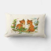 かわいいヴィンテージキツネレトロクリスマスシーン ランバークッション (正面)