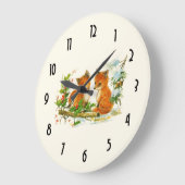 かわいいヴィンテージキツネレトロクリスマスシーン ラージ壁時計 (傾斜)