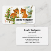 かわいいヴィンテージキツネレトロクリスマスシーン 名刺 (正面/裏面)