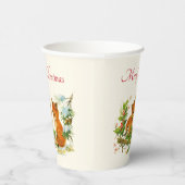 かわいいヴィンテージキツネレトロクリスマスシーン 紙コップ (右)