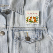 かわいいヴィンテージキツネレトロクリスマスシーン 缶バッジ (インサイチュ)