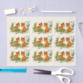 かわいいヴィンテージキツネレトロクリスマスパターン 薄葉紙 (クラフト)