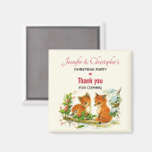 かわいいヴィンテージキツネレトロクリスマスパーティーありがとう マグネット (正面/裏面)