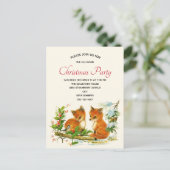 かわいいヴィンテージキツネレトロクリスマスパーティー インビテーションポストカード (スタンド正面)