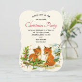 かわいいヴィンテージキツネレトロクリスマスパーティー 招待状 (スタンド正面)