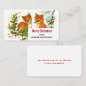 かわいいヴィンテージキツネレトロメリークリスマス 名刺 (正面/裏面)