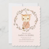 かわいいヴィンテージキャットガールズ誕生日招待状 招待状 (正面)