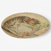 かわいいヴィンテージキャットティーカップフローラコラージュ ペーパープレート (アングル)