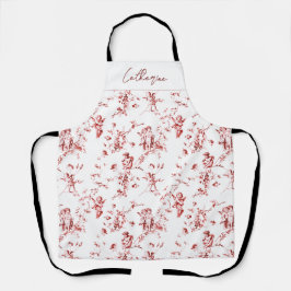 かわいいヴィンテージキューピッドエンジェルフローラレッドトイル名 エプロン