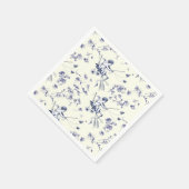 かわいいヴィンテージキューピッドエンジェルブルーフローラトワール スタンダードカクテルナプキン (角)