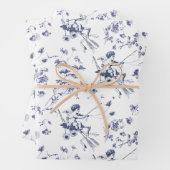 かわいいヴィンテージキューピッドエンジェルブルーフローラトワール ラッピングペーパーシート (インサイチュ)