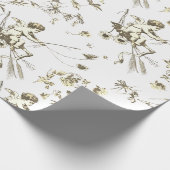 かわいいヴィンテージキューピッドエンジェルベージュクリームフローラトワール ラッピングペーパー (角)