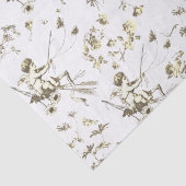 かわいいヴィンテージキューピッドエンジェルベージュクリームフローラトワール 薄葉紙 (詳細)