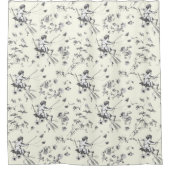 かわいいヴィンテージキューピッドエンジェル白黒フローラトワール シャワーカーテン (正面)