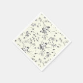 かわいいヴィンテージキューピッドエンジェル白黒フローラトワール スタンダードカクテルナプキン (角)