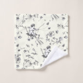 かわいいヴィンテージキューピッドエンジェル白黒フローラトワール バスタオルセット (ウォッシュタオル)