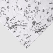 かわいいヴィンテージキューピッドエンジェル白黒フローラトワール 薄葉紙 (詳細)